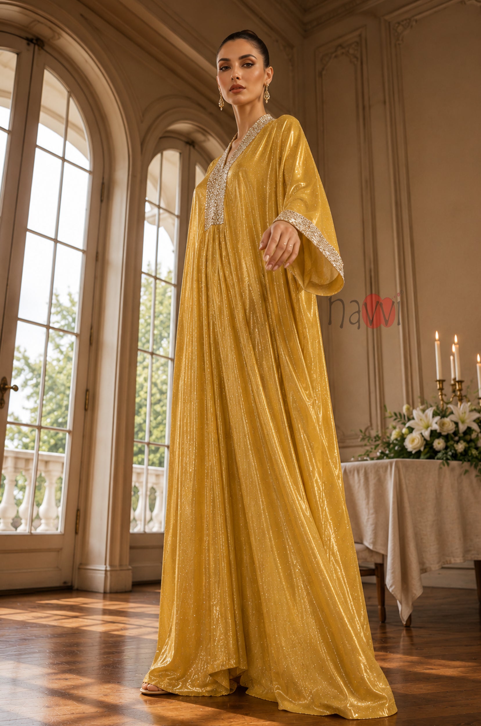 Elegant Crystal Kaftan Dress