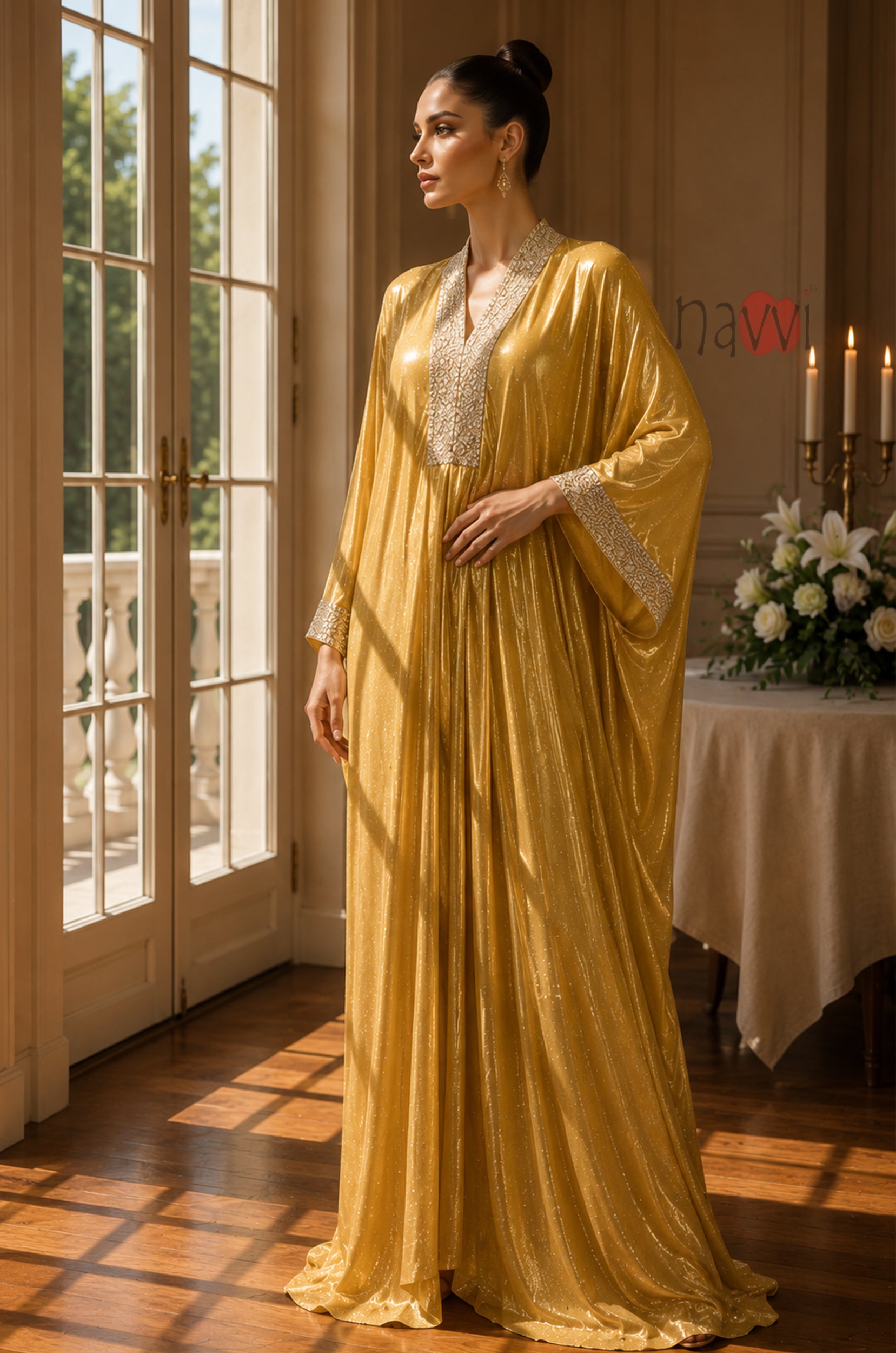 Elegant Crystal Kaftan Dress