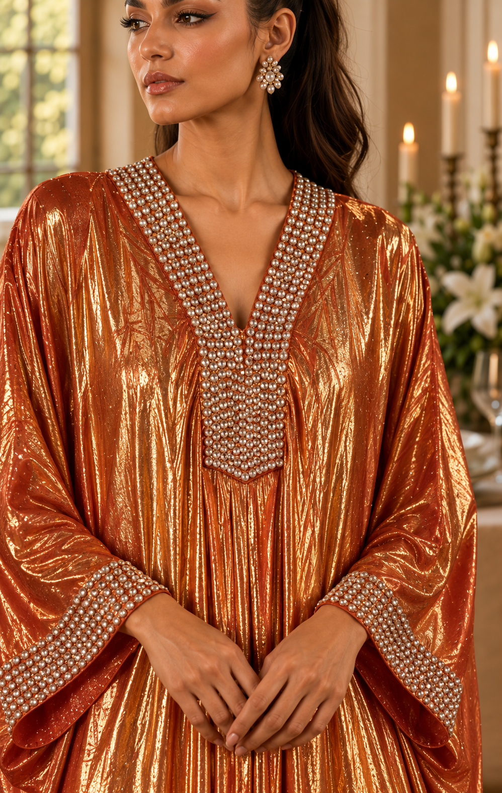 Metallic Long Kaftan Dress