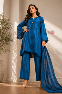 Azure Grace Embroidered Suit Set