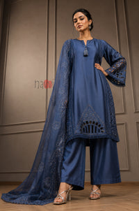 Sapphire Elegance Embroidered Suit Set