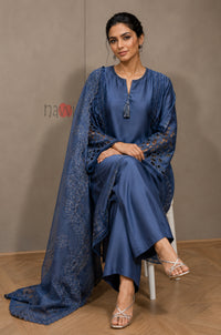 Sapphire Elegance Embroidered Suit Set