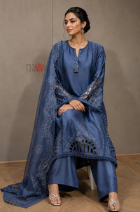 Sapphire Elegance Embroidered Suit Set