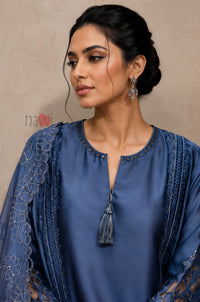 Sapphire Elegance Embroidered Suit Set