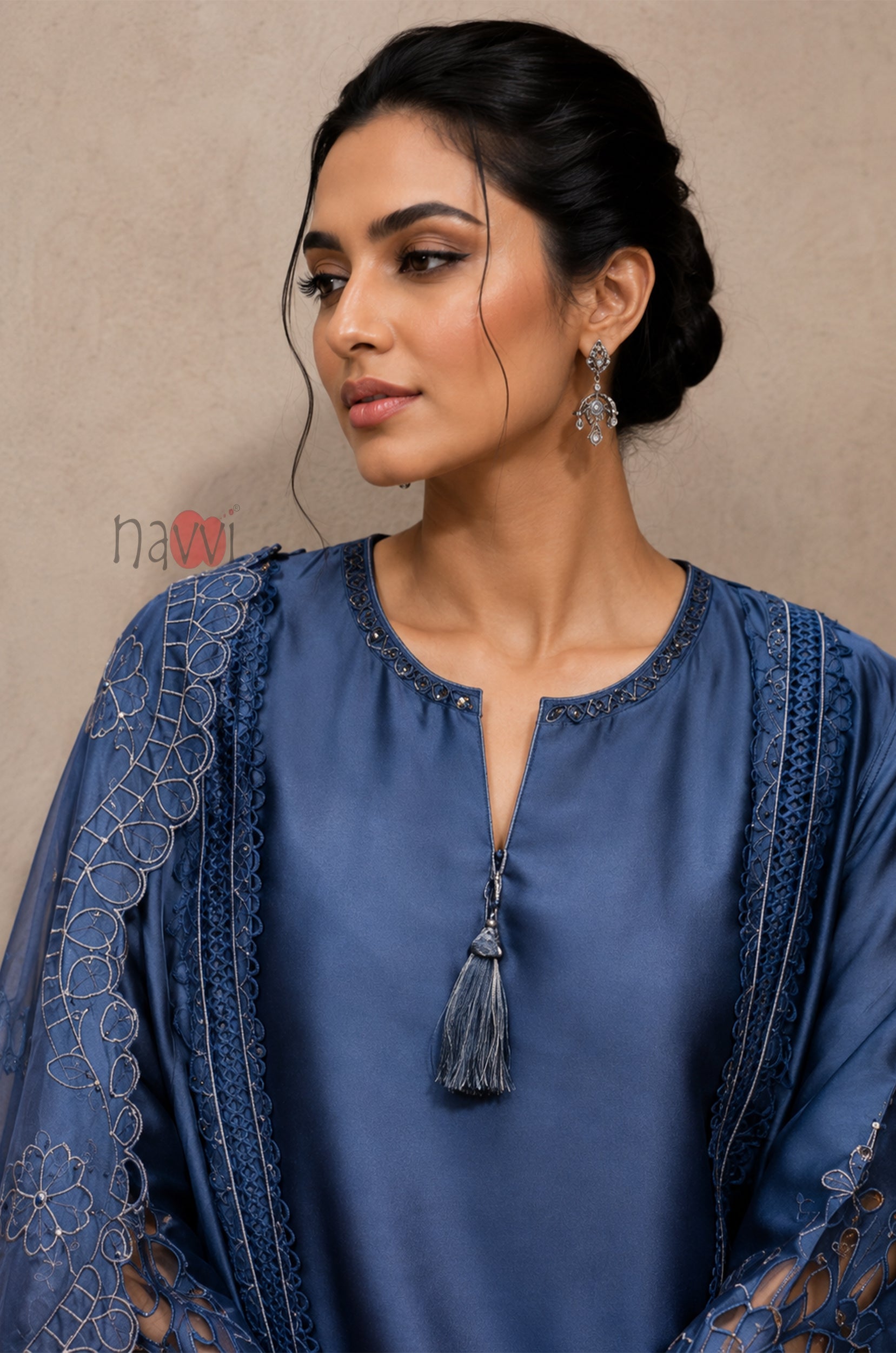 Sapphire Elegance Embroidered Suit Set