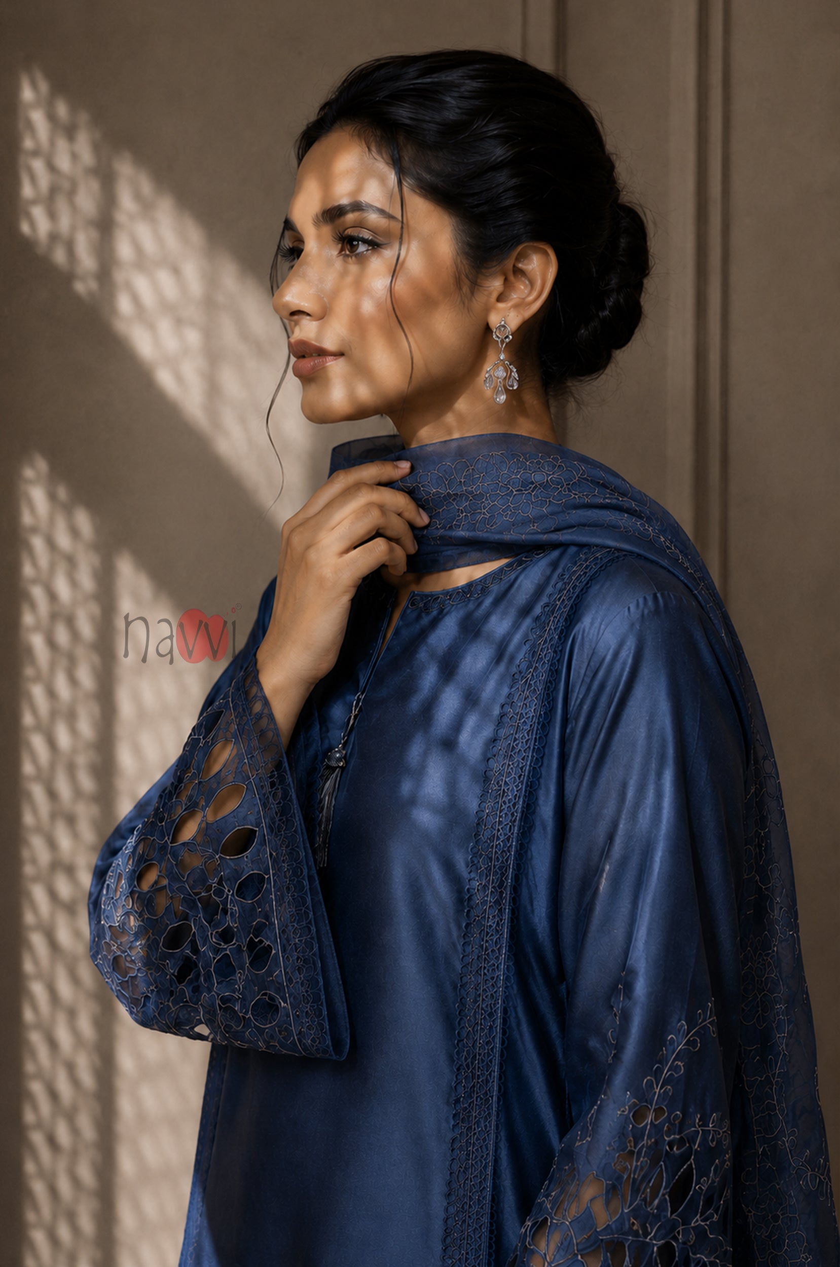 Sapphire Elegance Embroidered Suit Set