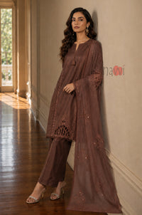 Brown Elegance Embroidered Suit Set