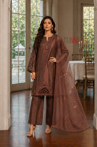Brown Elegance Embroidered Suit Set