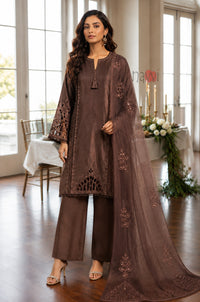 Brown Elegance Embroidered Suit Set