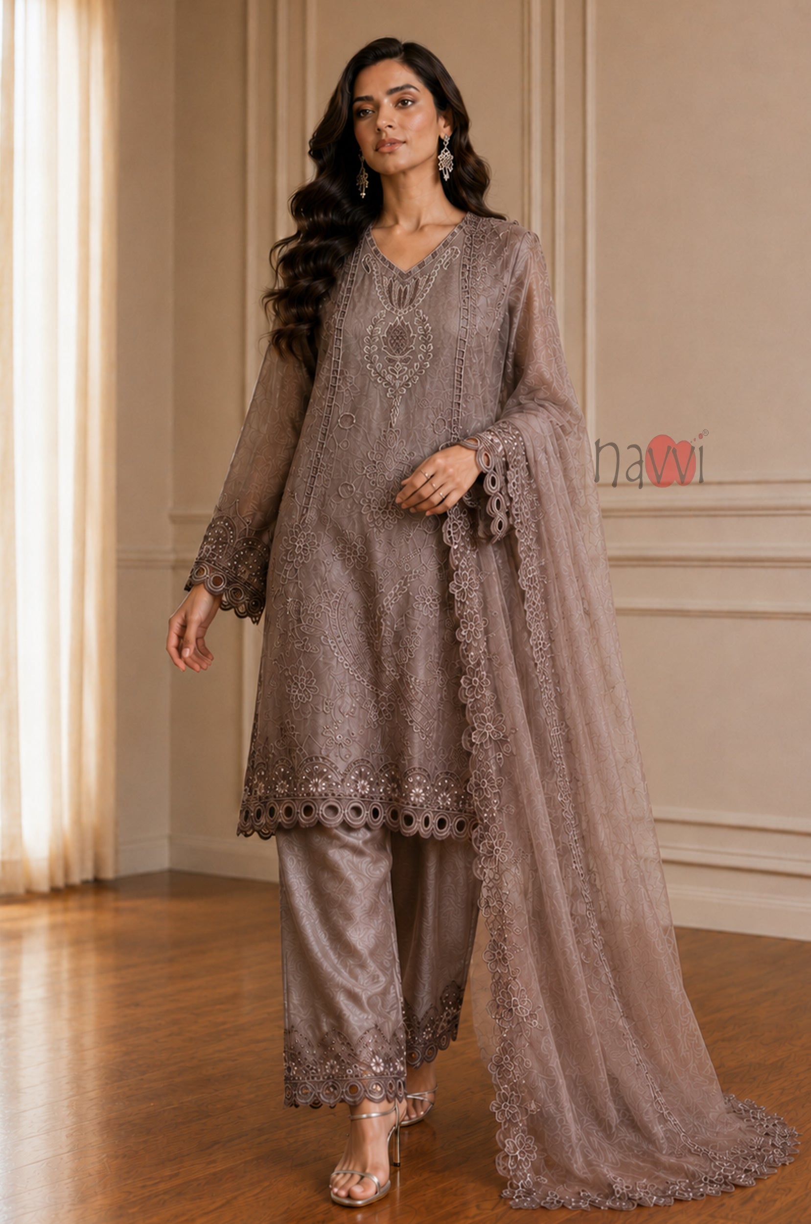 Earthy Luxe Embroidered Suit Set