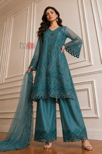 Teal Noor Embroidered Suit Set