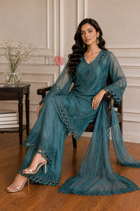 Teal Noor Embroidered Suit Set