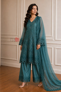 Teal Noor Embroidered Suit Set