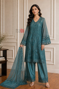 Teal Noor Embroidered Suit Set