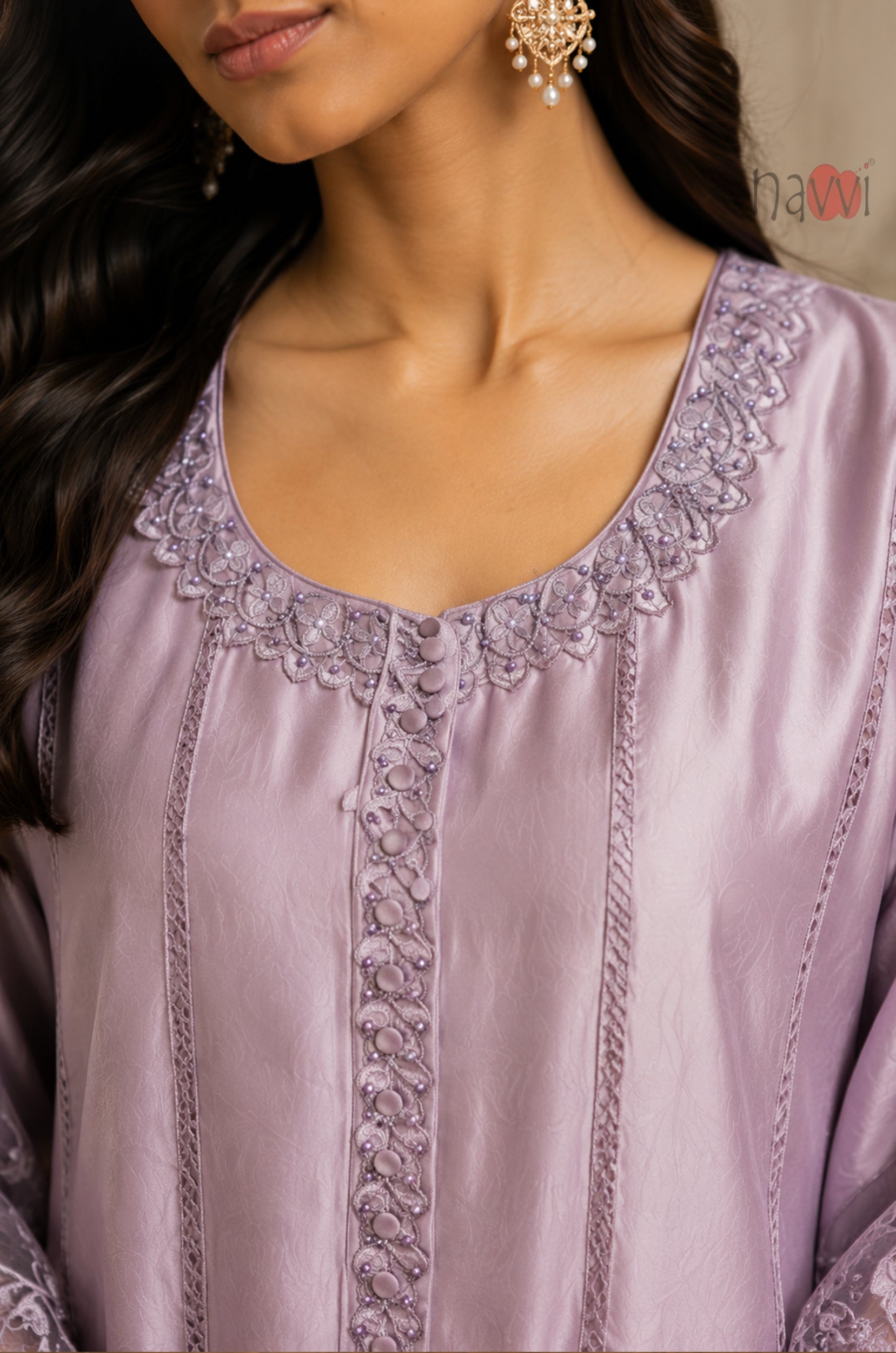 Orchid Elegance Embroidered Suit Set