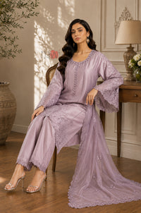 Orchid Elegance Embroidered Suit Set