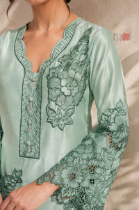 Mint Blossom Embroidered Suit Set