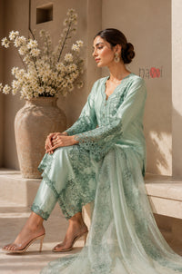 Mint Blossom Embroidered Suit Set