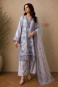 Celestial Bloom Embroidered Suit Set