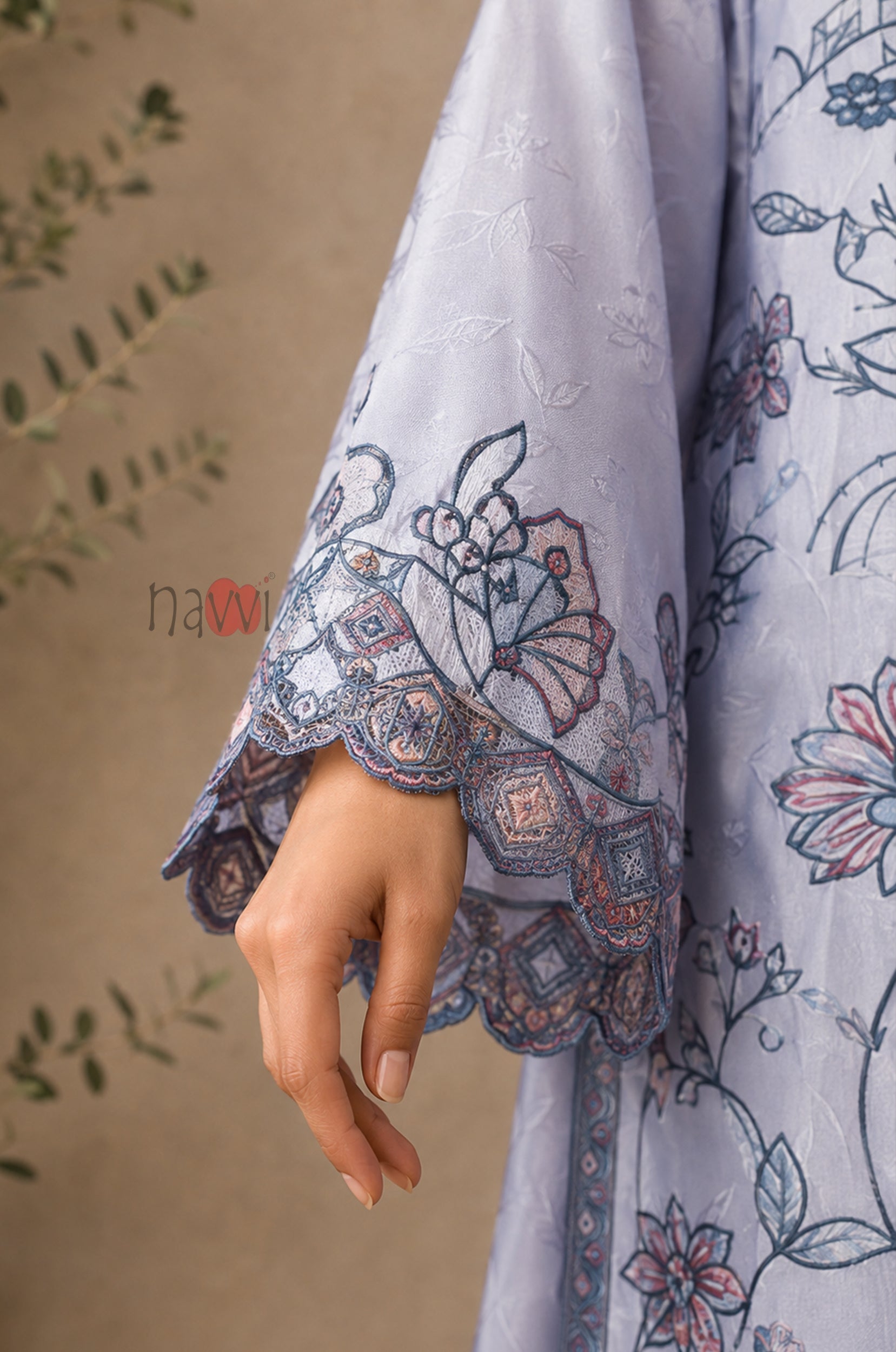 Celestial Bloom Embroidered Suit Set
