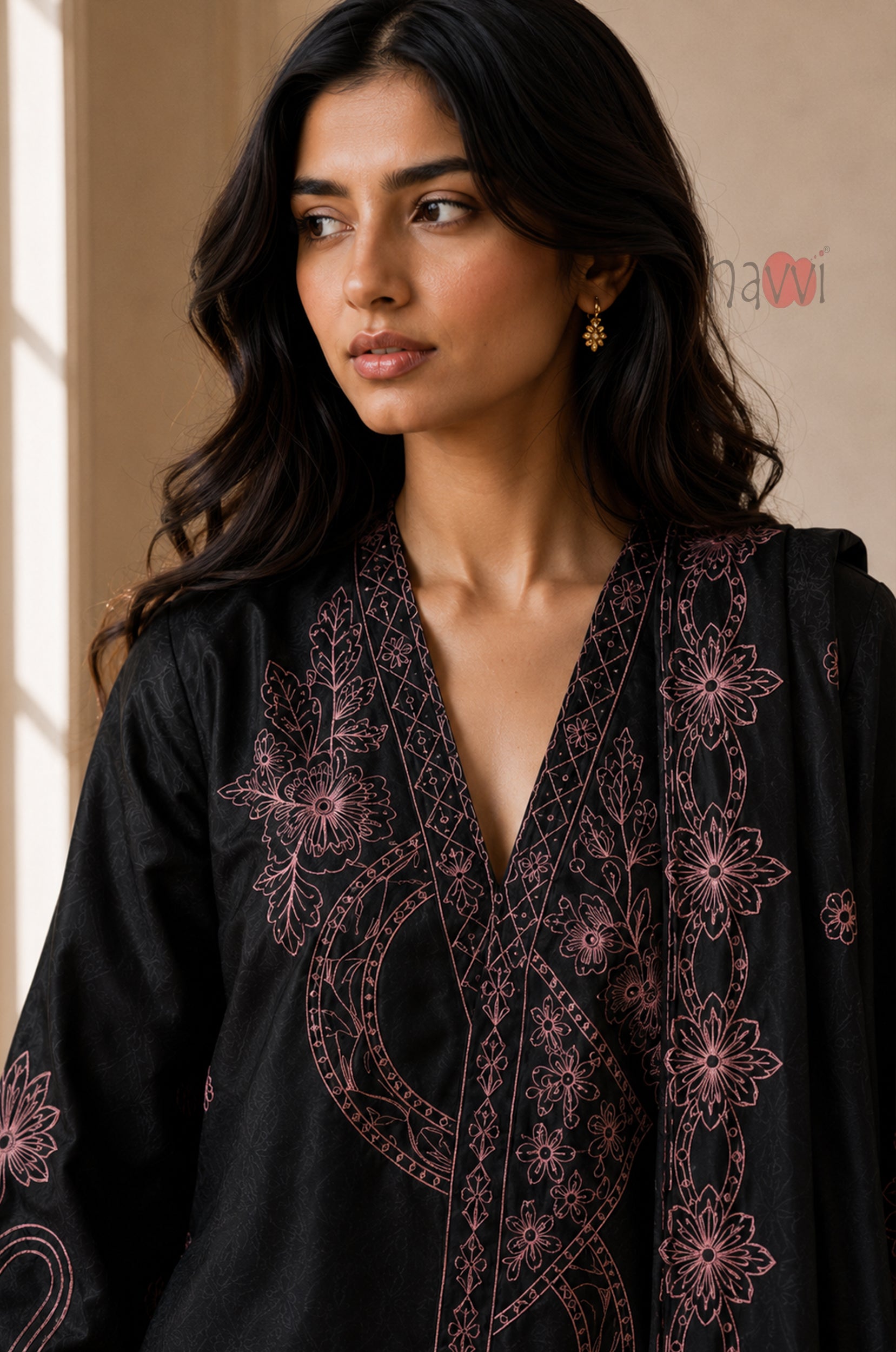 Regal Floral Embroidered Suit Set