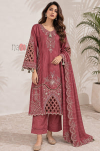 Rose Pink Kurta Embroidered Suit Set
