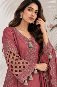 Rose Pink Kurta Embroidered Suit Set