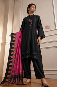 Noir Embroidered Set With Dupatta - Navvi.in