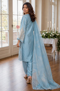 Blue Grace Embroidered Set With Dupatta