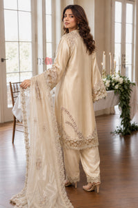 Champagne Embroidered Set With Dupatta