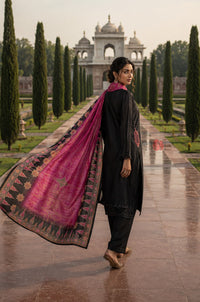 Noir Embroidered Set With Dupatta