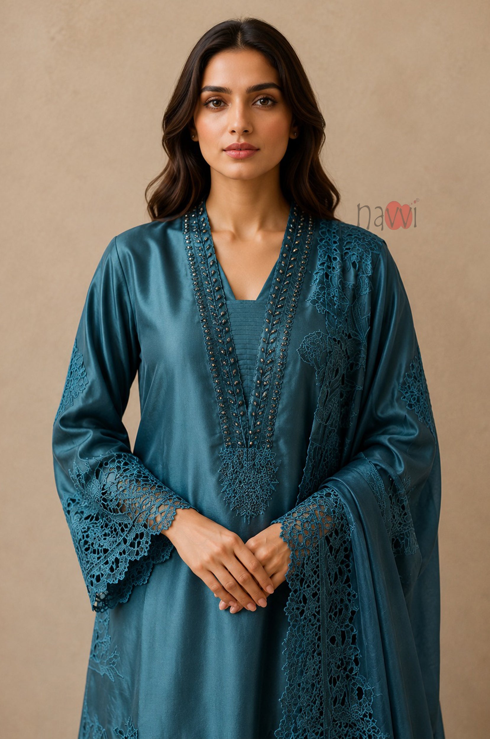 Celestial Teal Embroidered Suit Set