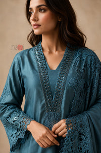 Celestial Teal Embroidered Suit Set