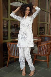 White Kurta With Dhoti Style Pants