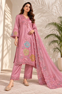 Ruhani Rose Embroidered Set with Dupatta