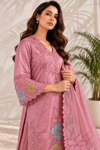 Ruhani Rose Embroidered Set with Dupatta