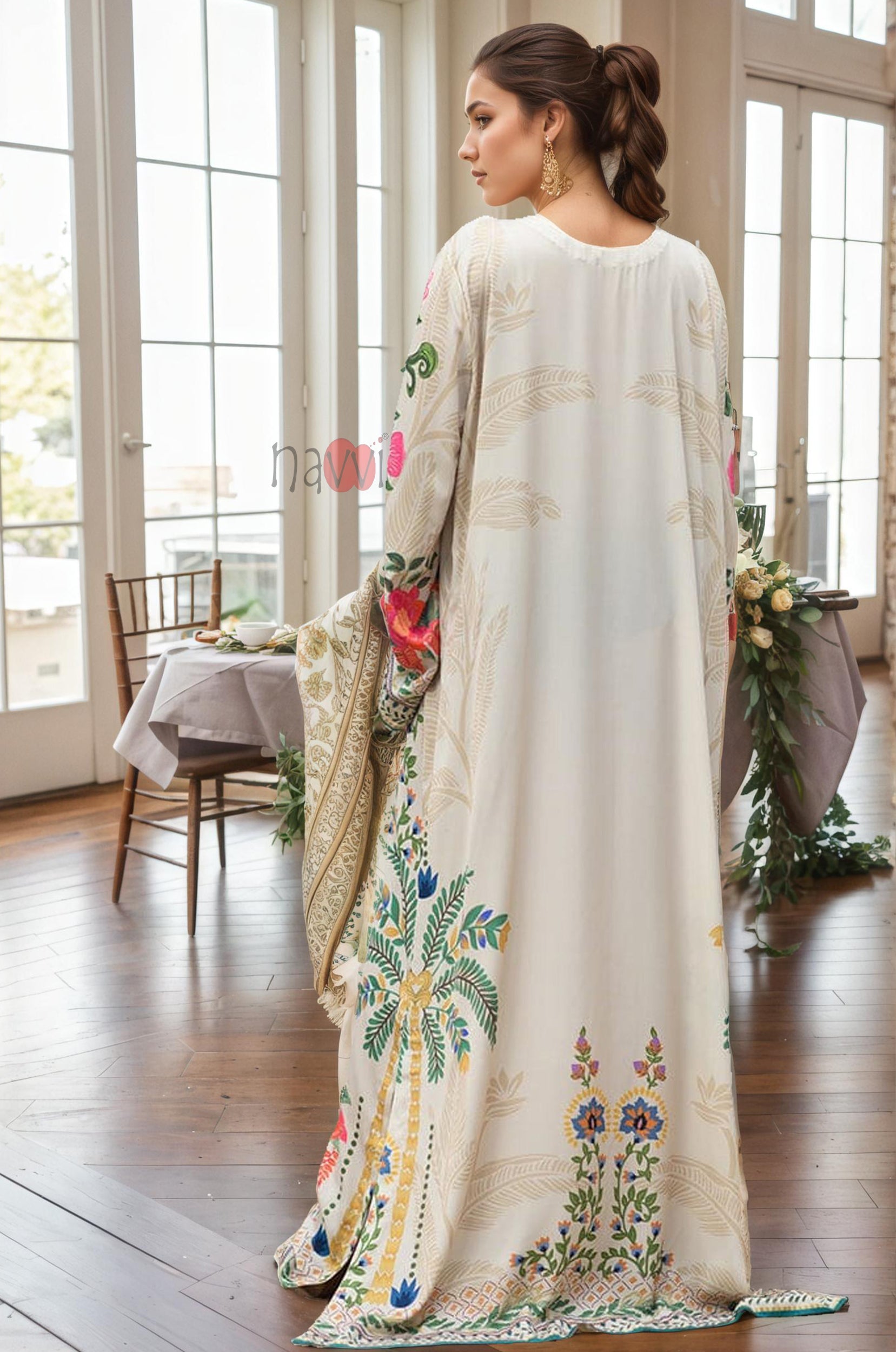 Ivory Floral Long Dress