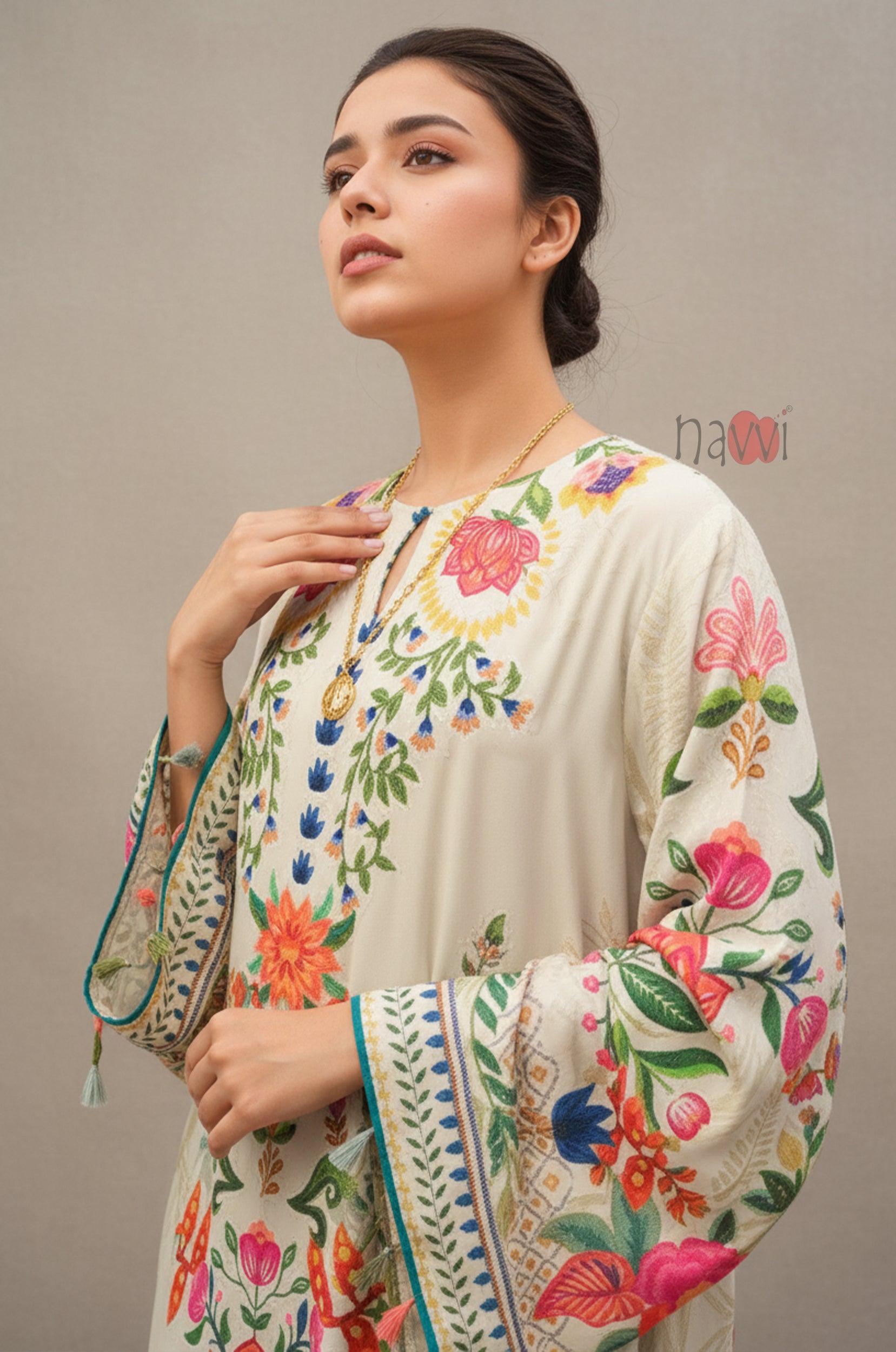 Ivory Floral Long Dress