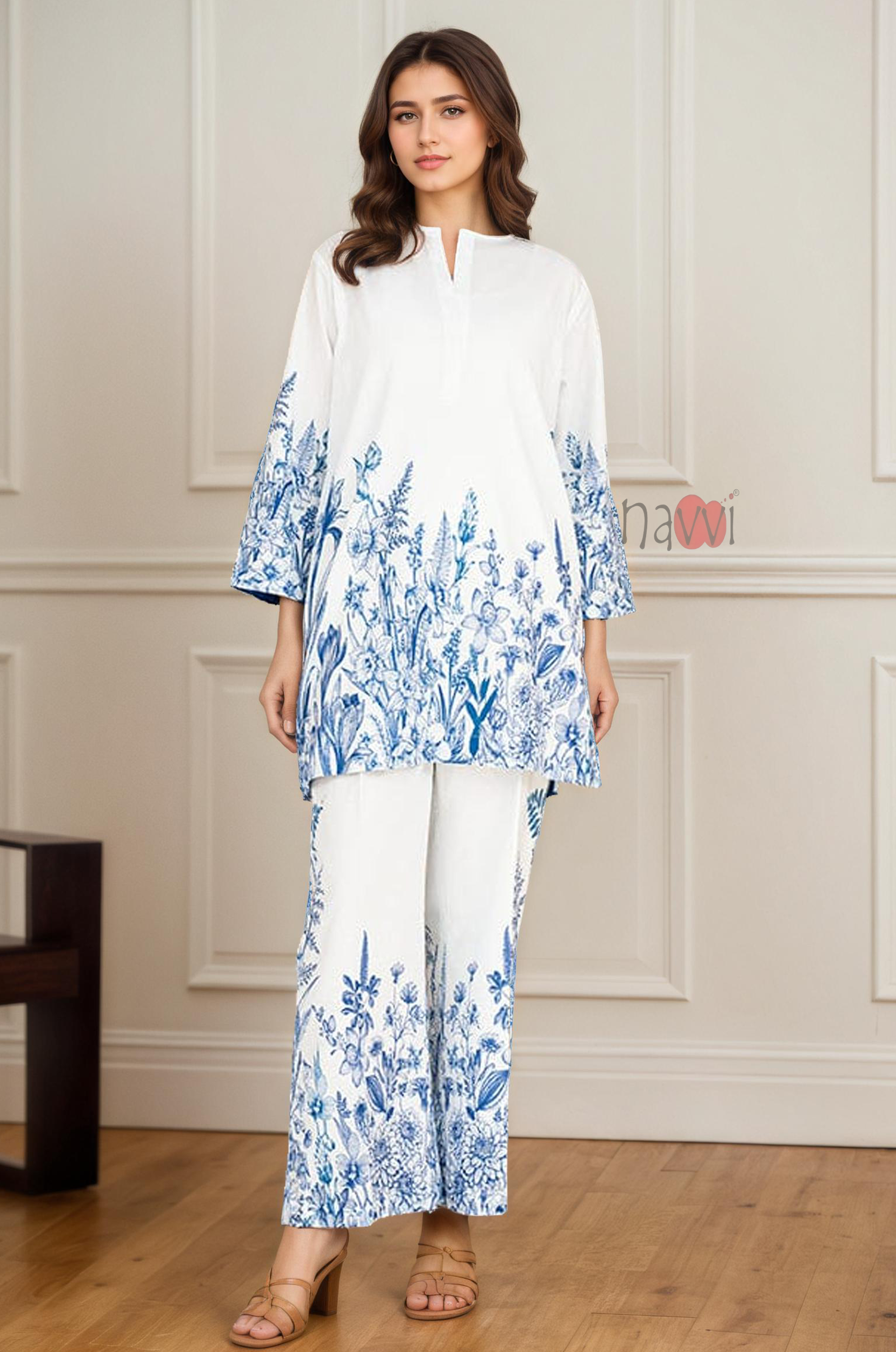 Classic Floral Charm Kurta Pant Set