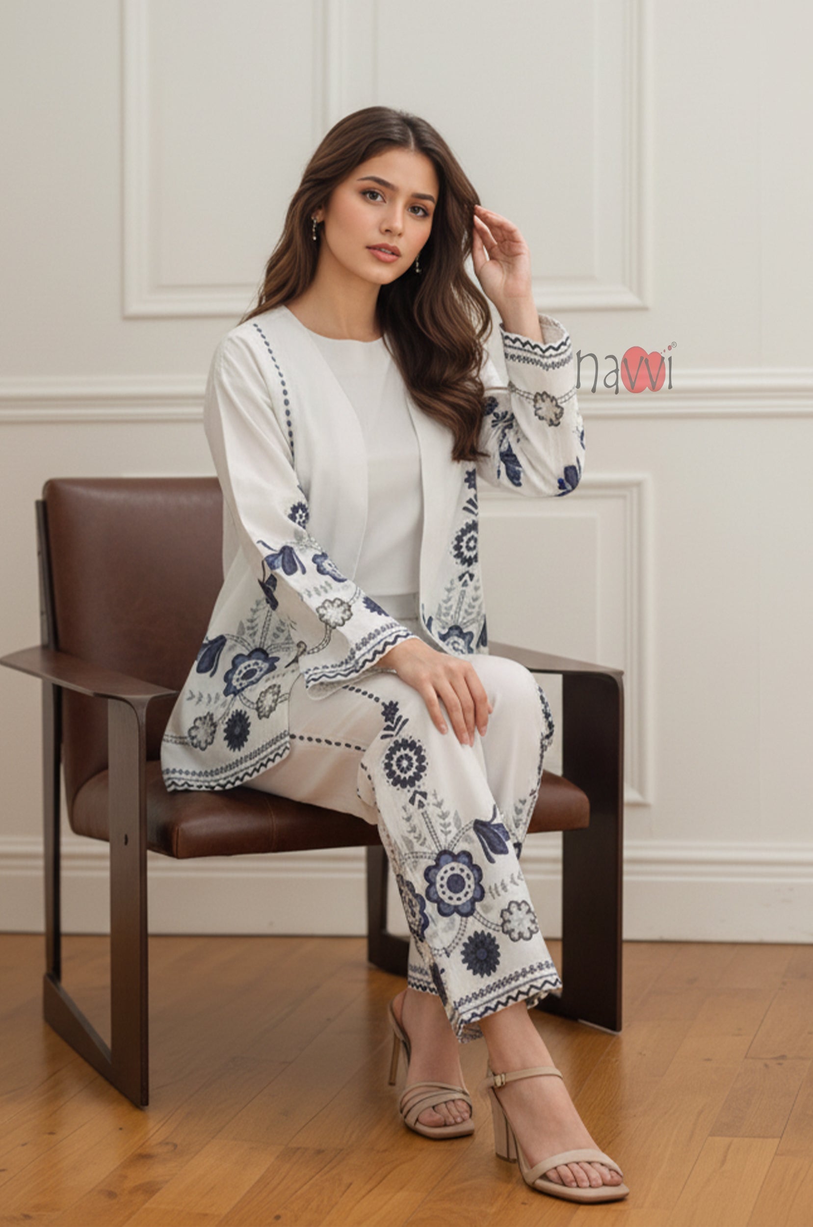 Indigo Blossom Linen Lounge Set