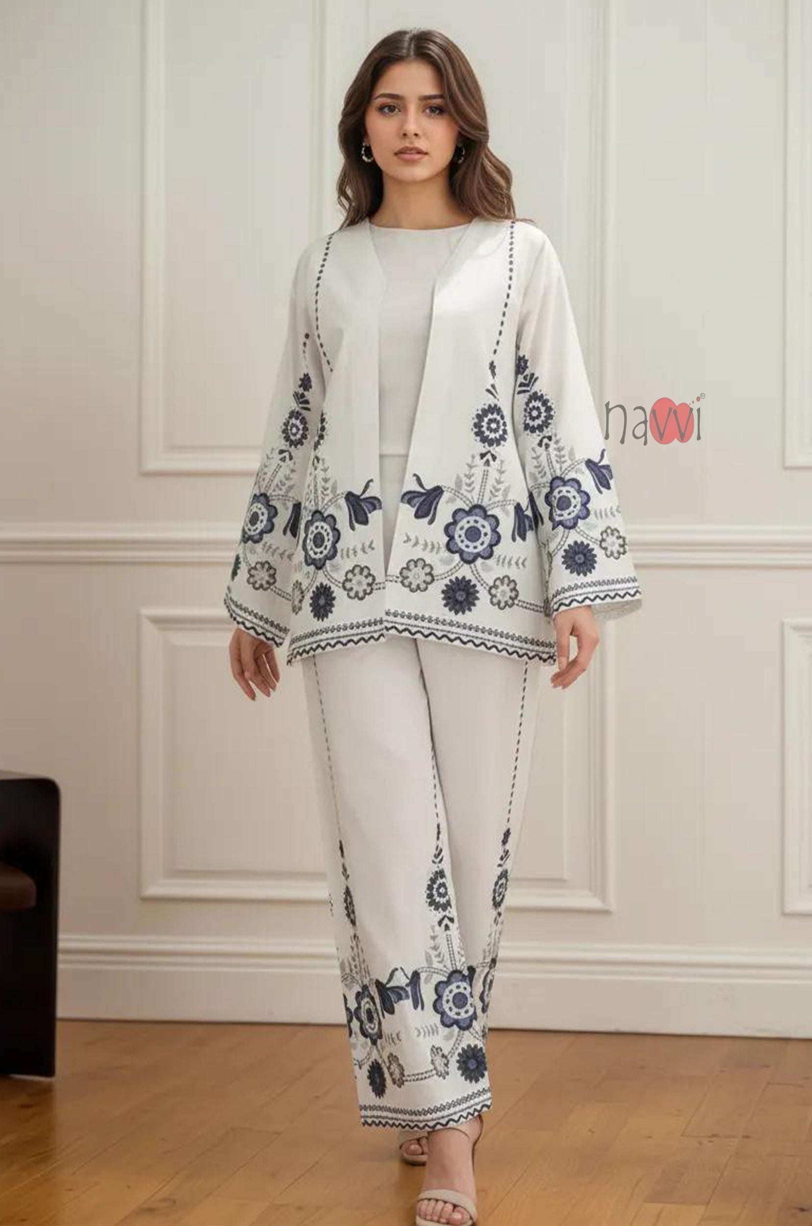 Indigo Blossom Linen Lounge Set