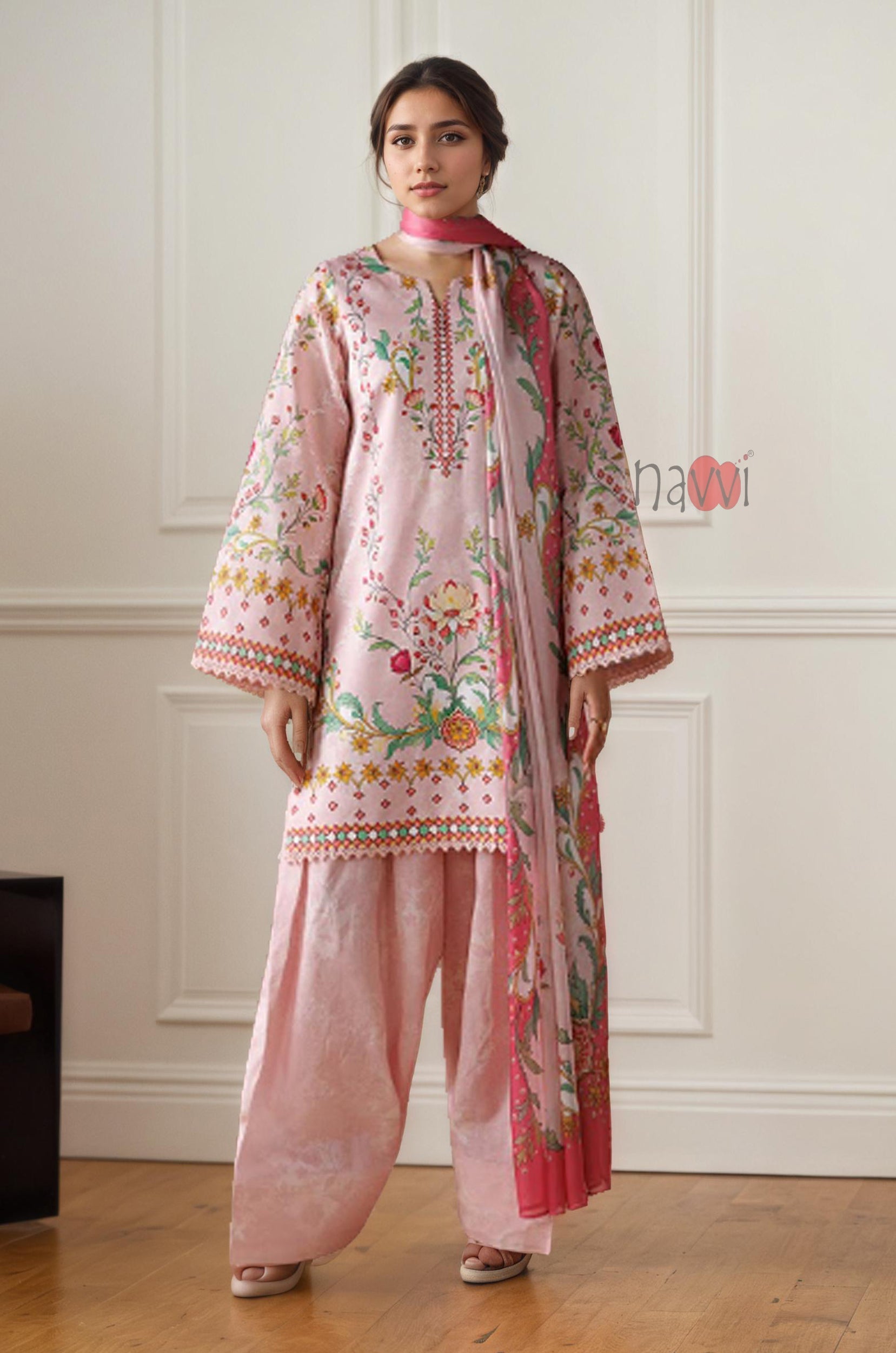 Rose Garden Embroidered Kurta Set