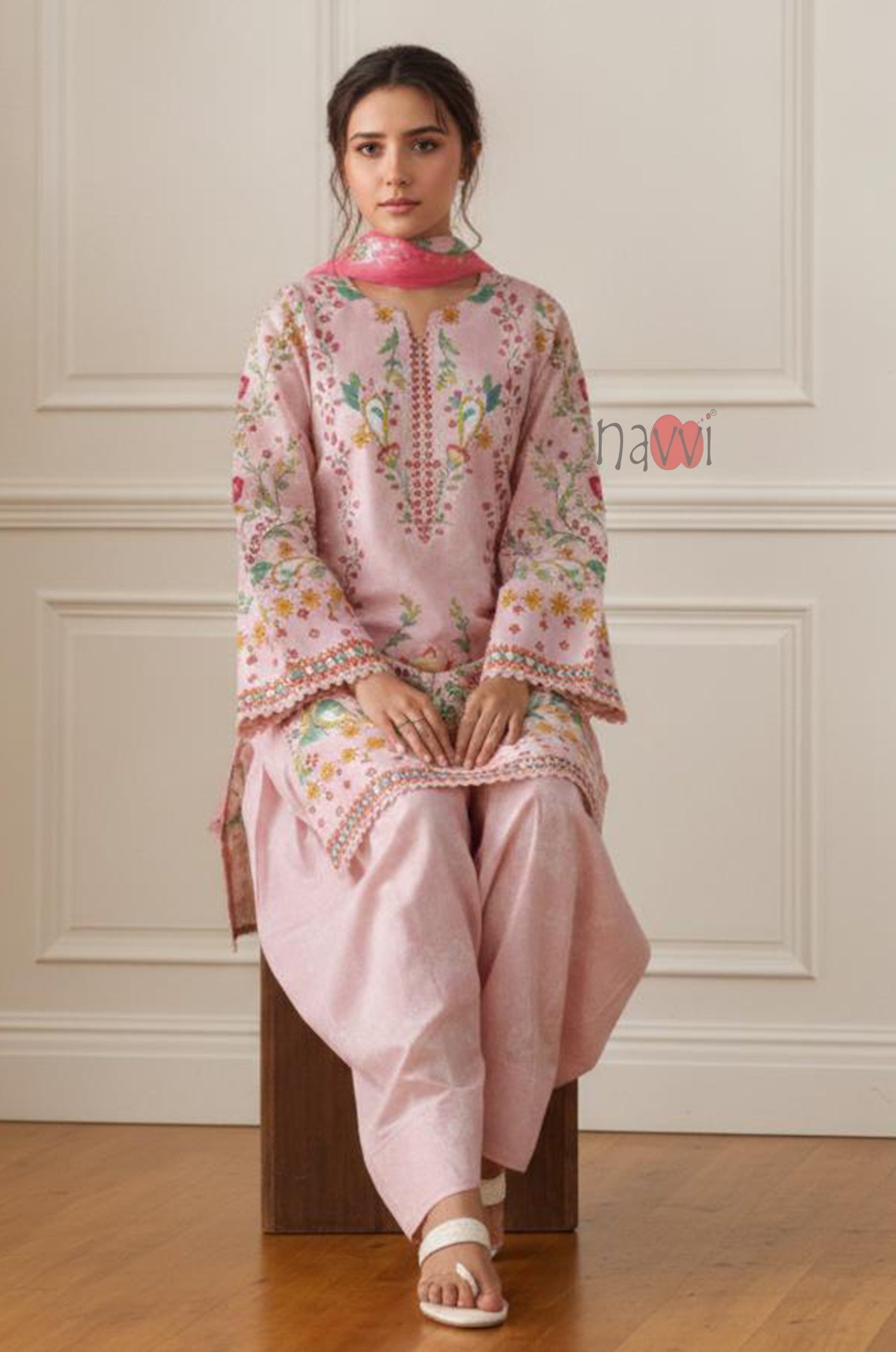 Rose Garden Embroidered Kurta Set
