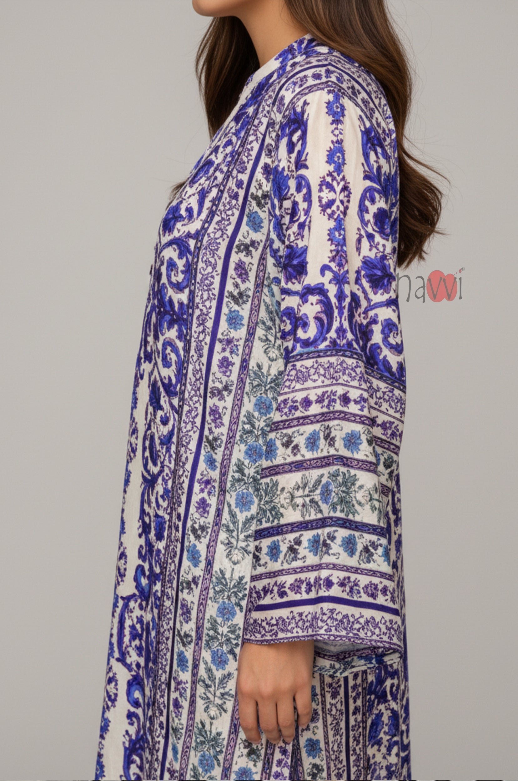 Azure Royale Printed Kaftan Dress