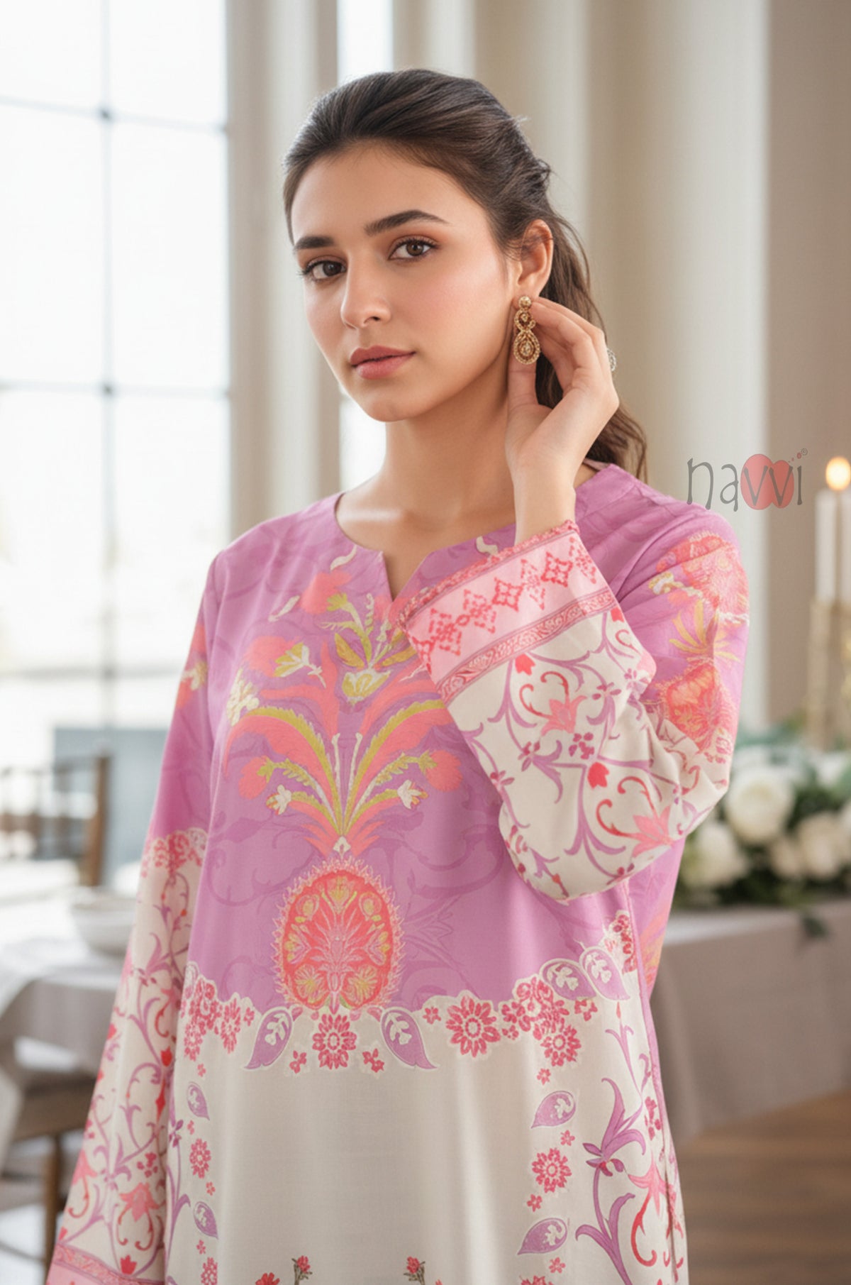 Pink Blossom Heritage Kaftan - Navvi.in