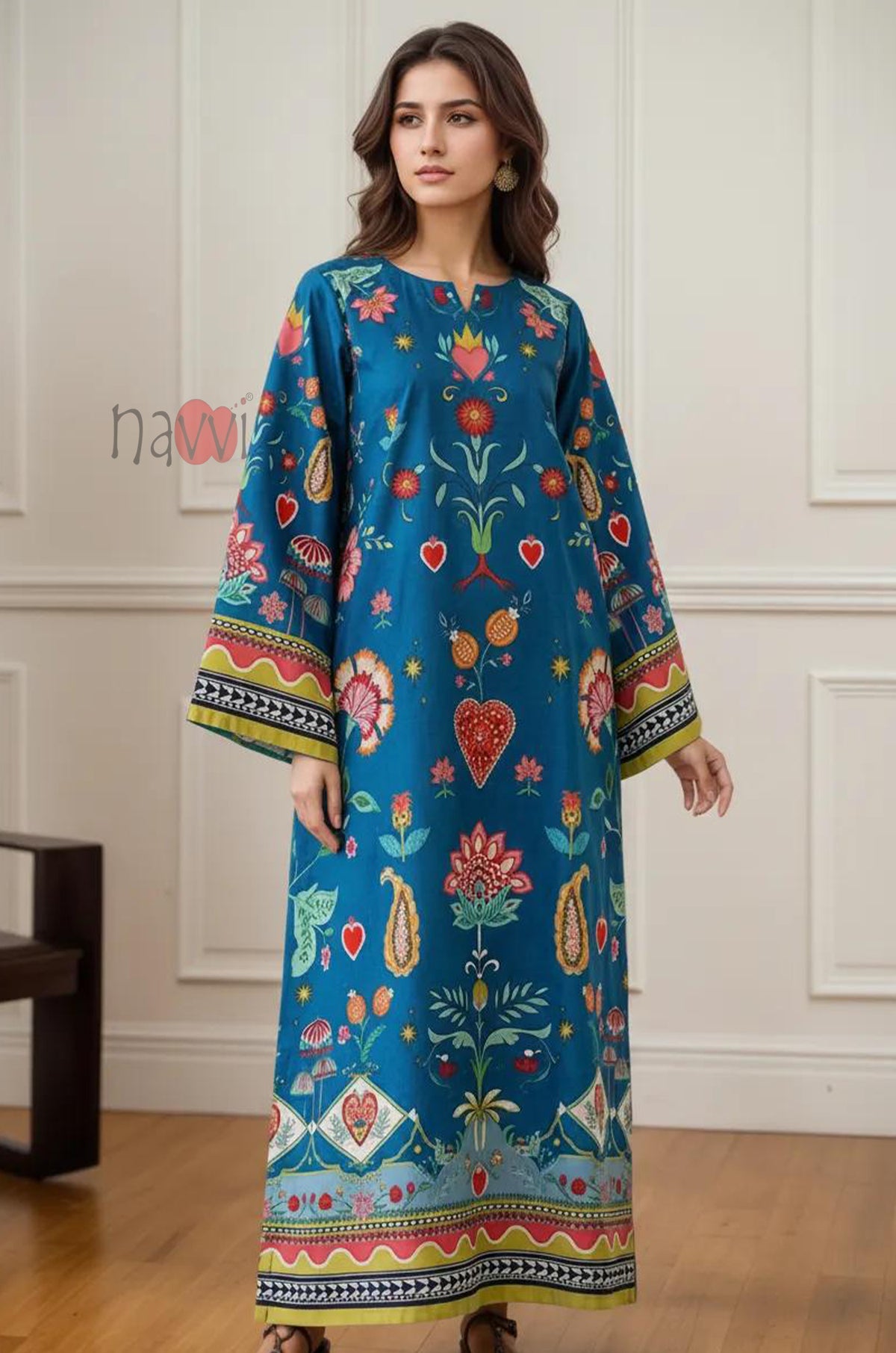 Ethnic Printed Long Kaftan Dress