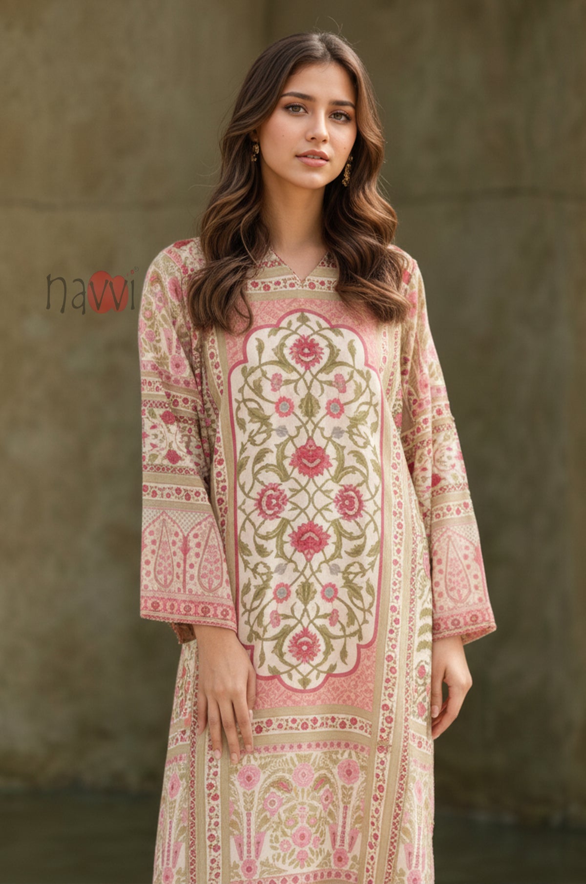 Floral Printed Long Kaftan Dress