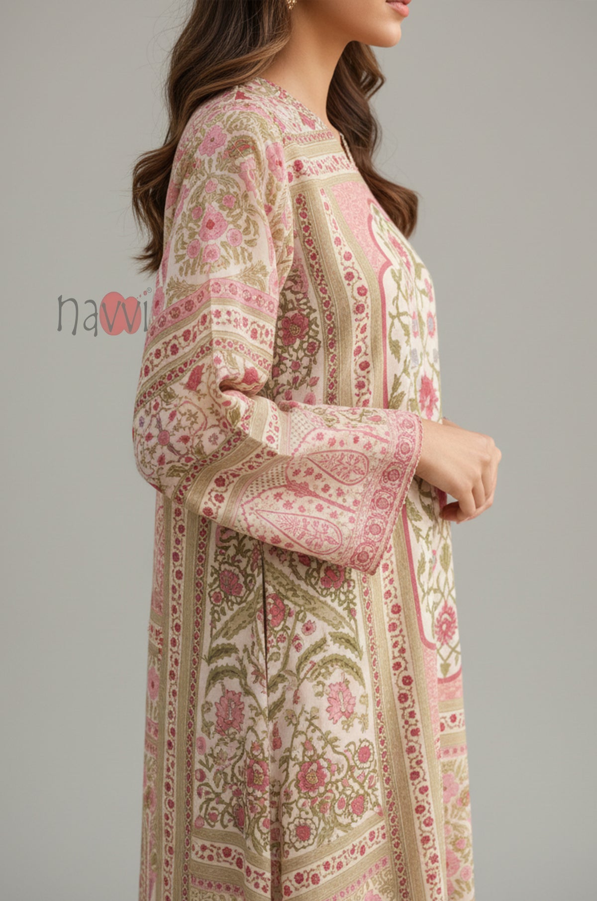 Floral Printed Long Kaftan Dress