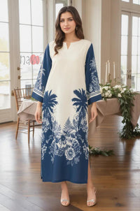 Azure Tropical Vibe Kaftan Dress
