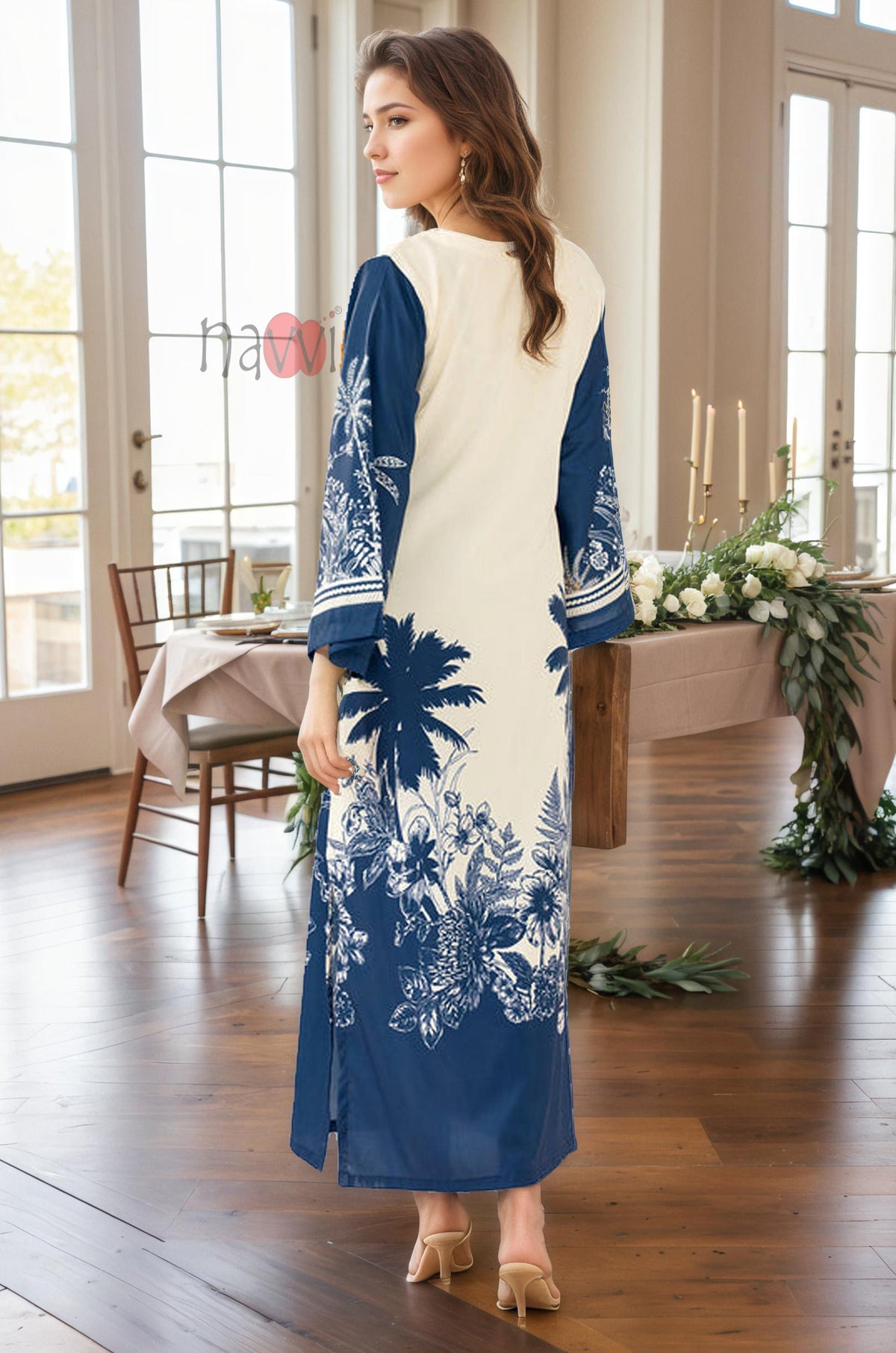 Azure Tropical Vibe Kaftan Dress